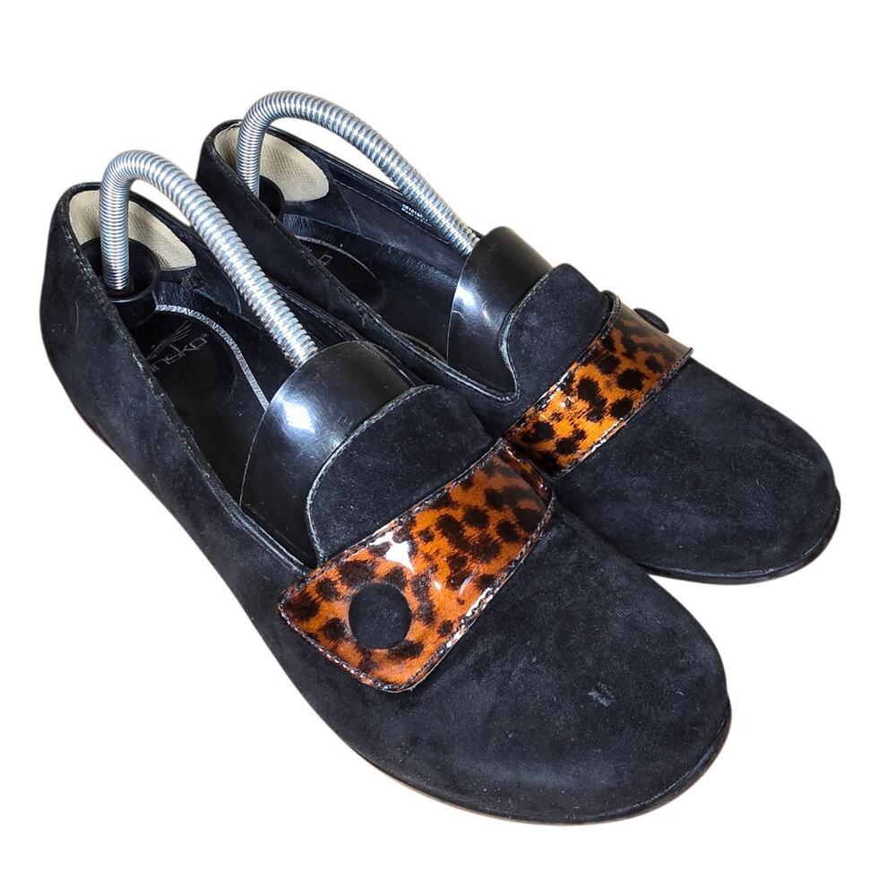 EUC Dansko Women’s Size 41 9.5-10 Black Leather Suede Leopard Comfort Shoes